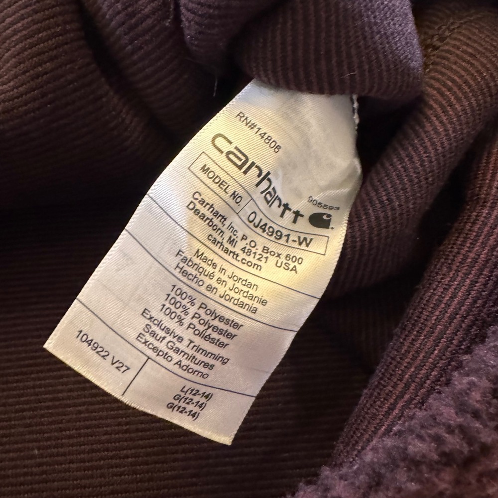 Carhartt Sherpa Fleece Pullover Quarter Snap Outdoor Jacket Deep Purple Sz L - Picture 8 of 13